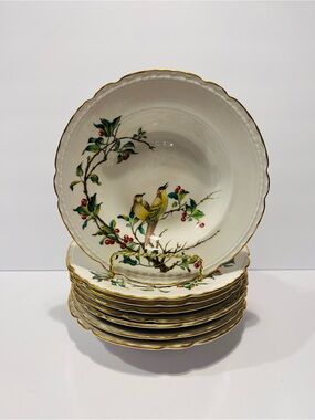 Vintage Royal Jackson Cherry Branch Rim Soup Bowls 8-1/8” Set of 8